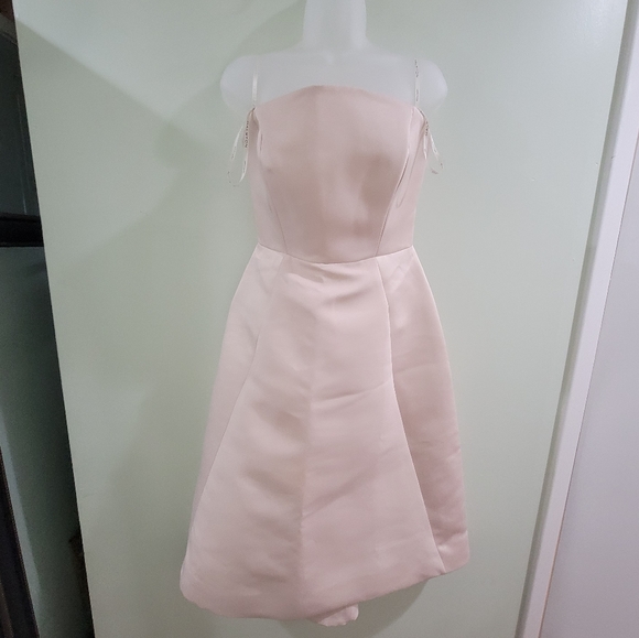 NWT 👗HALSTON blush satin halter formal fit and flare dress - Picture 10 of 11